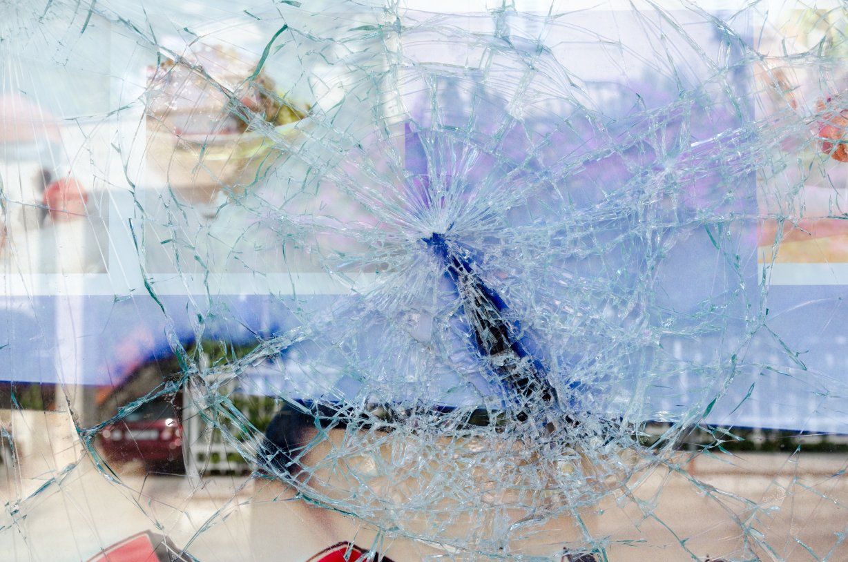 cracked broken glass window